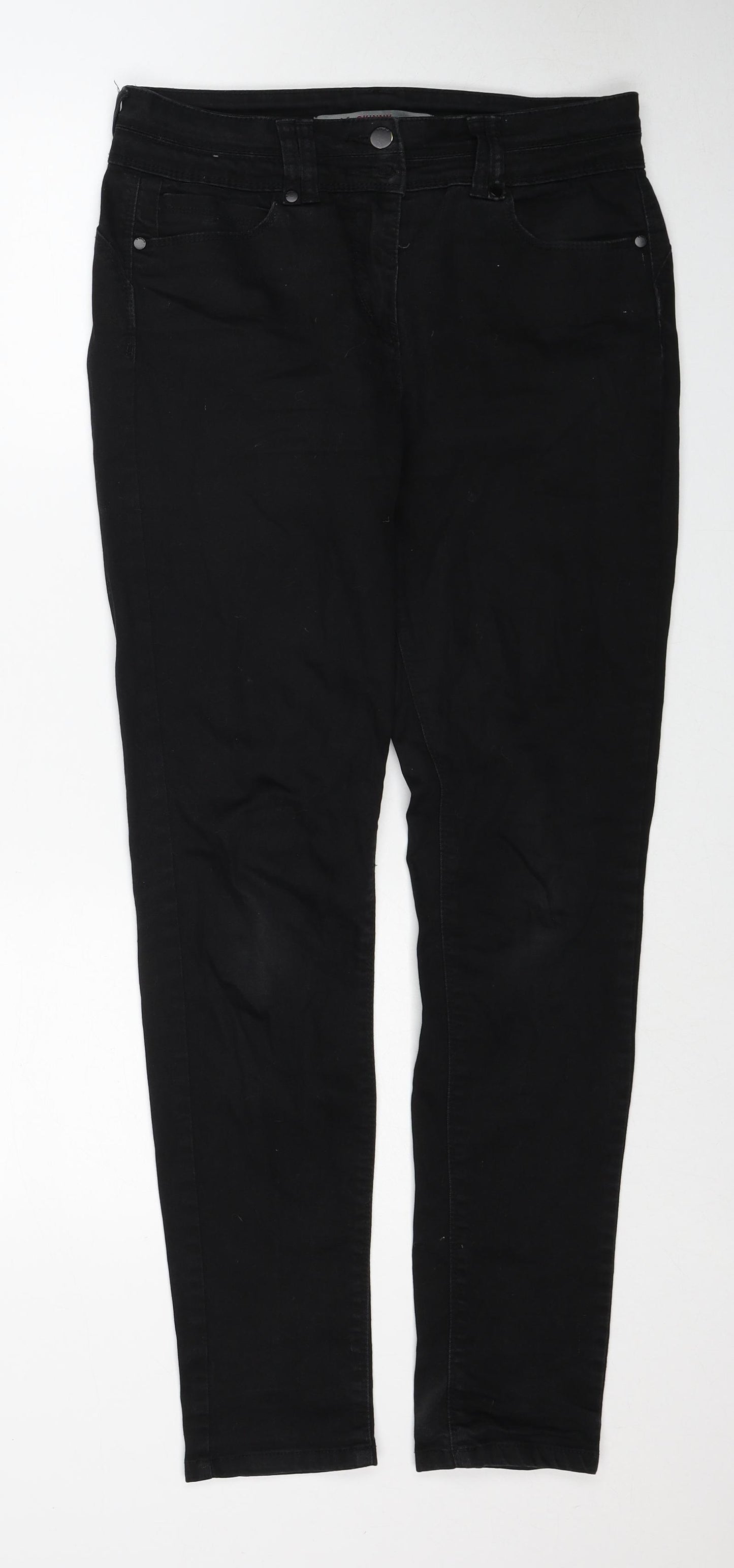 NEXT Womens Black Cotton Skinny Jeans Size 12 Regular Zip