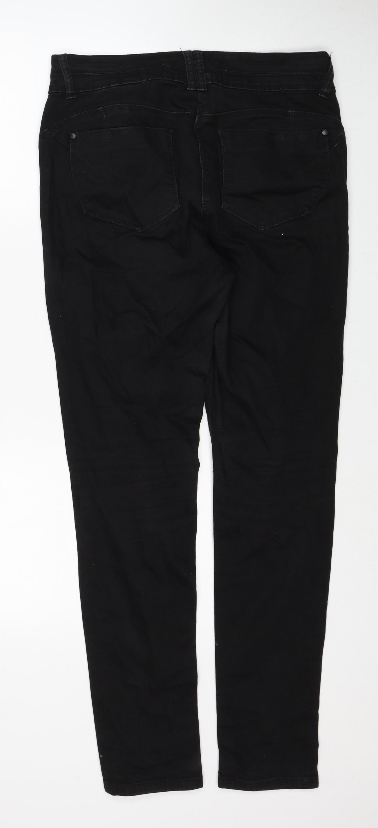 NEXT Womens Black Cotton Skinny Jeans Size 12 Regular Zip