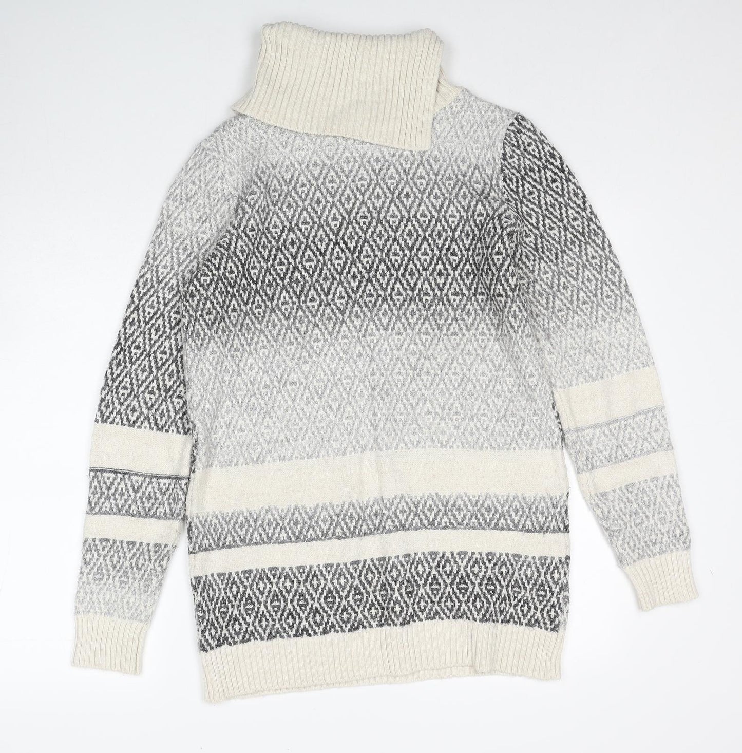 George Womens Grey Roll Neck Geometric Acrylic Pullover Jumper Size 10