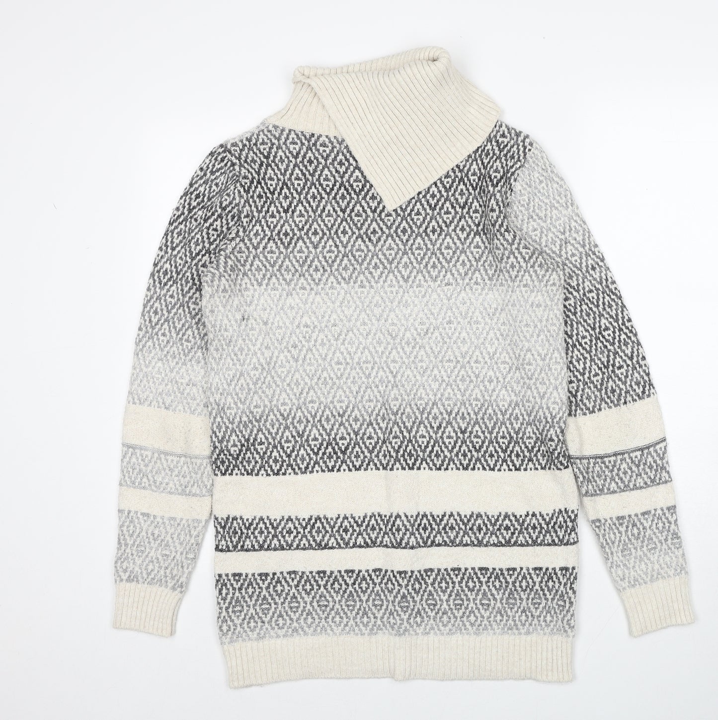 George Womens Grey Roll Neck Geometric Acrylic Pullover Jumper Size 10