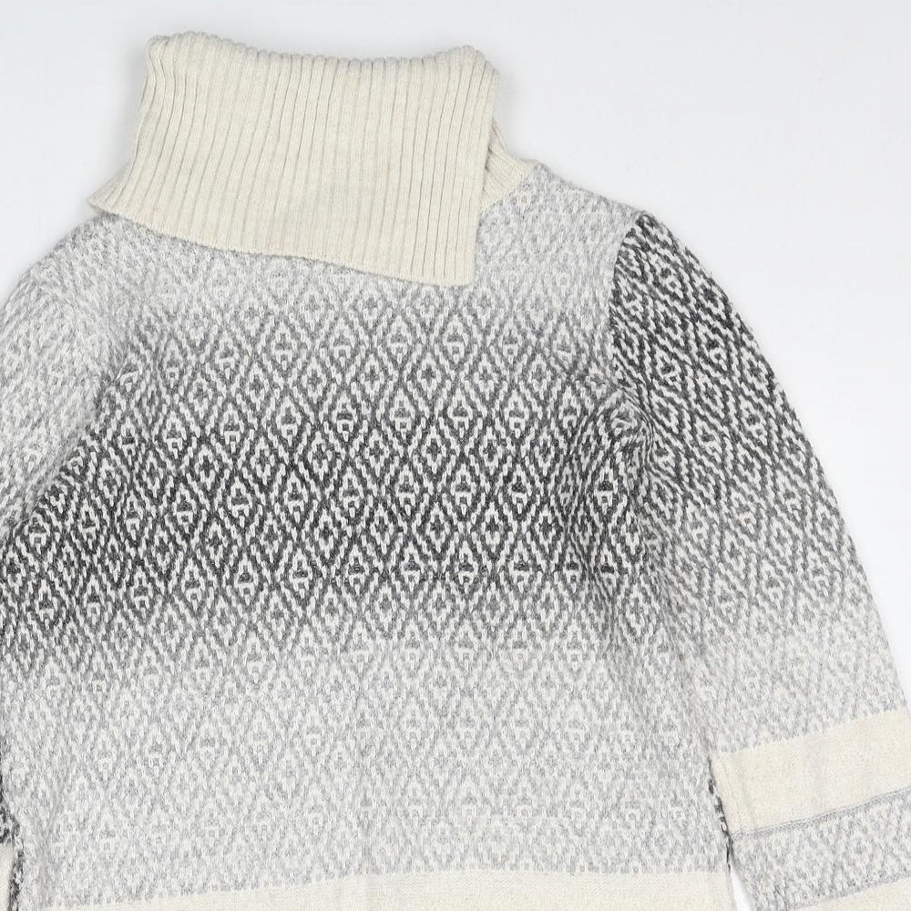 George Womens Grey Roll Neck Geometric Acrylic Pullover Jumper Size 10