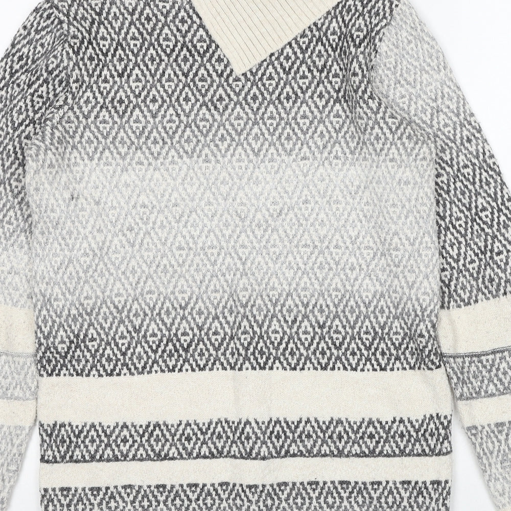 George Womens Grey Roll Neck Geometric Acrylic Pullover Jumper Size 10