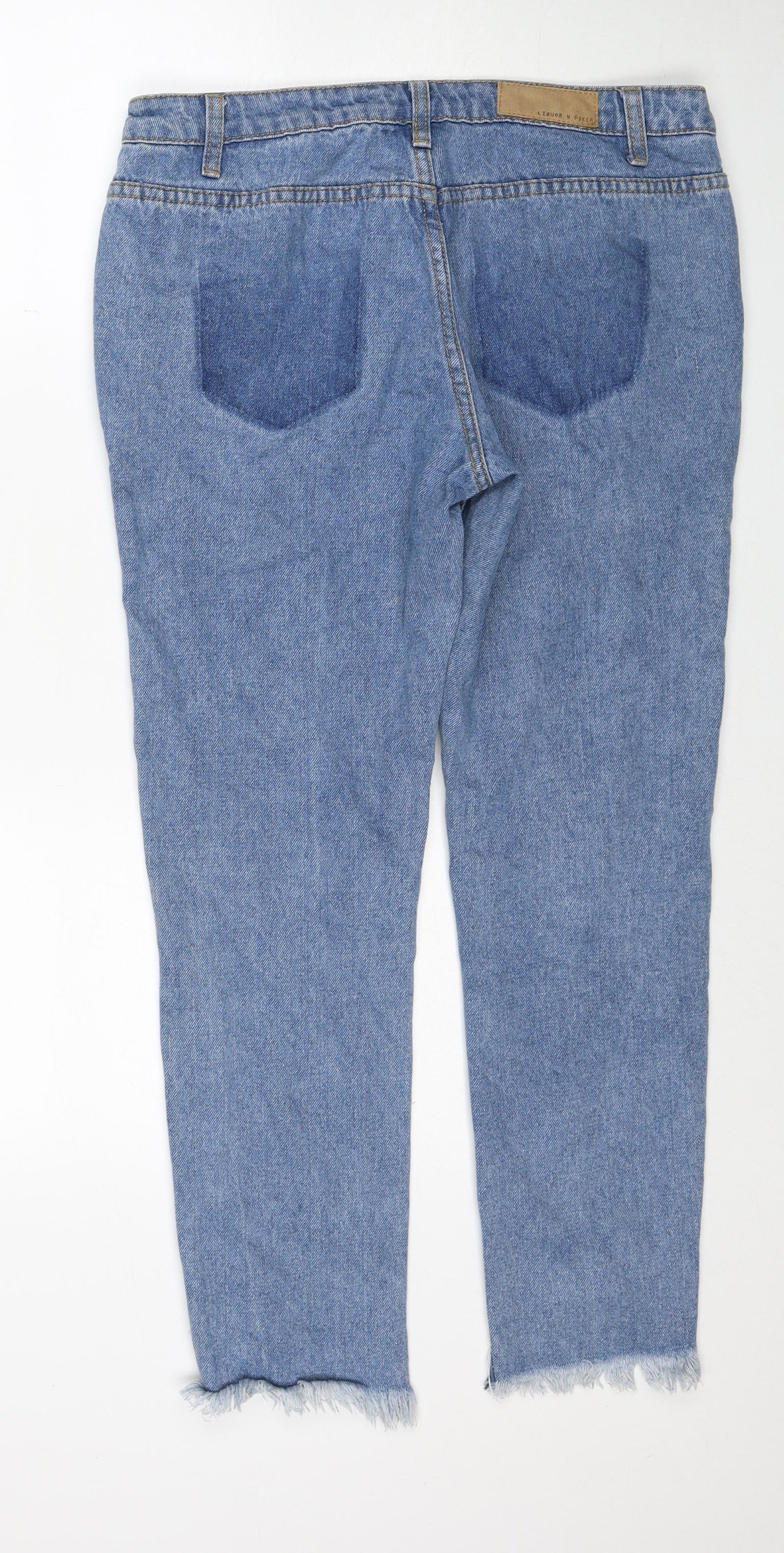 Liquor & Poker Womens Blue Cotton Straight Jeans Size 10 Regular Zip