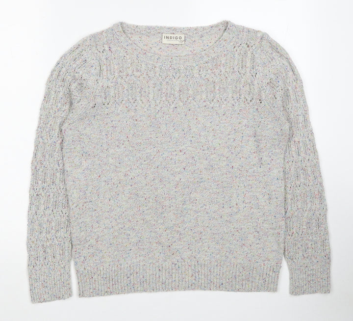 Marks and Spencer Womens Grey Round Neck Acetate Pullover Jumper Size 12