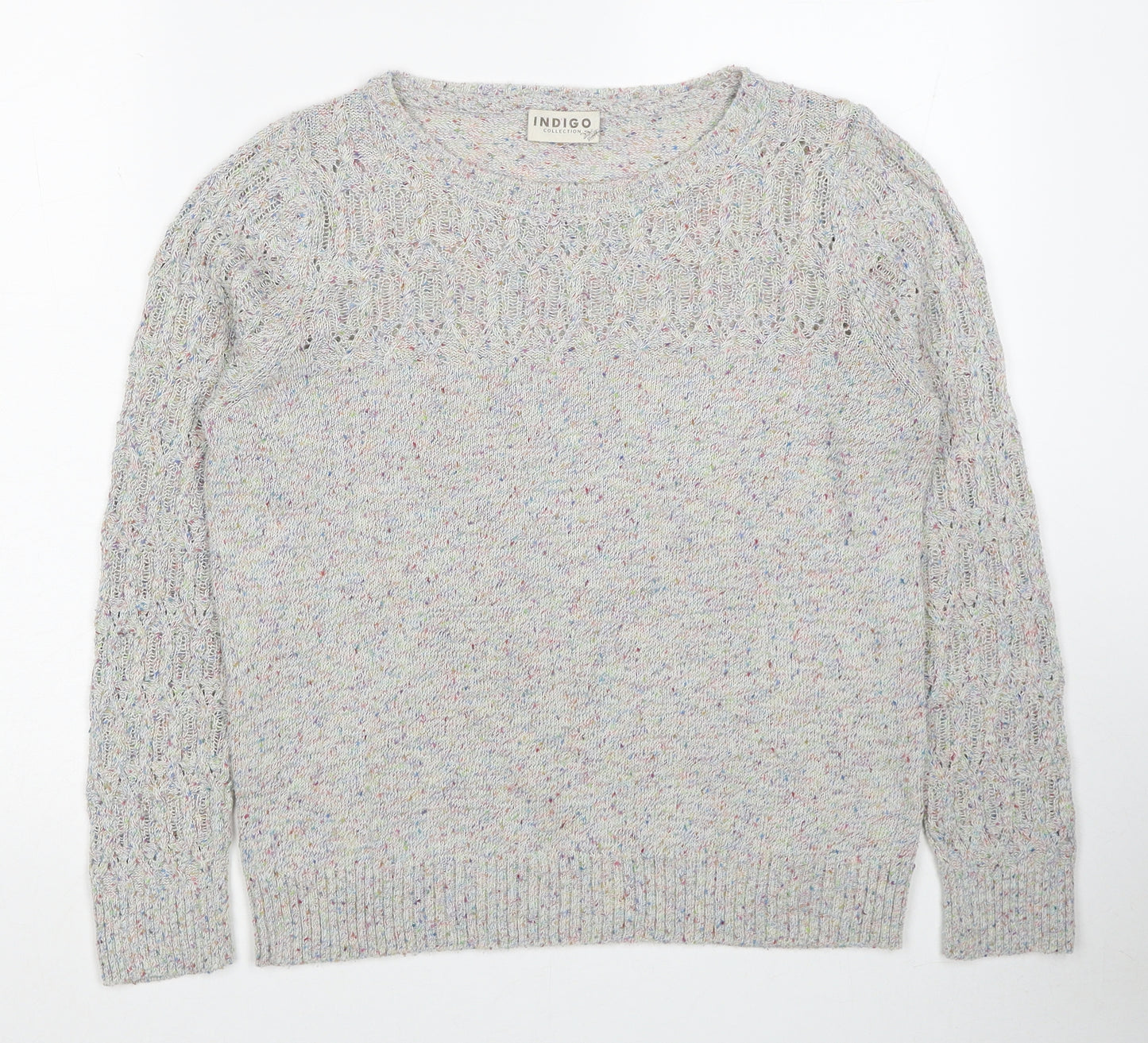 Marks and Spencer Womens Grey Round Neck Acetate Pullover Jumper Size 12