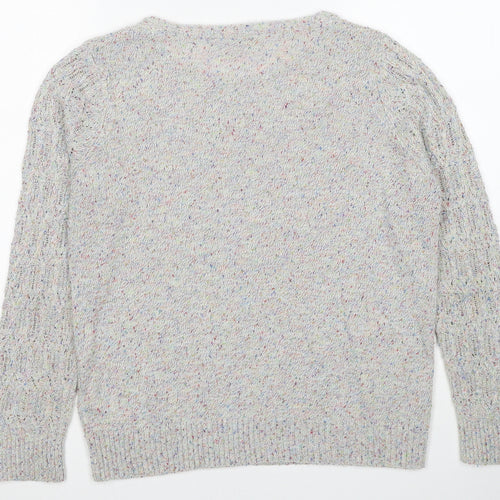 Marks and Spencer Womens Grey Round Neck Acetate Pullover Jumper Size 12