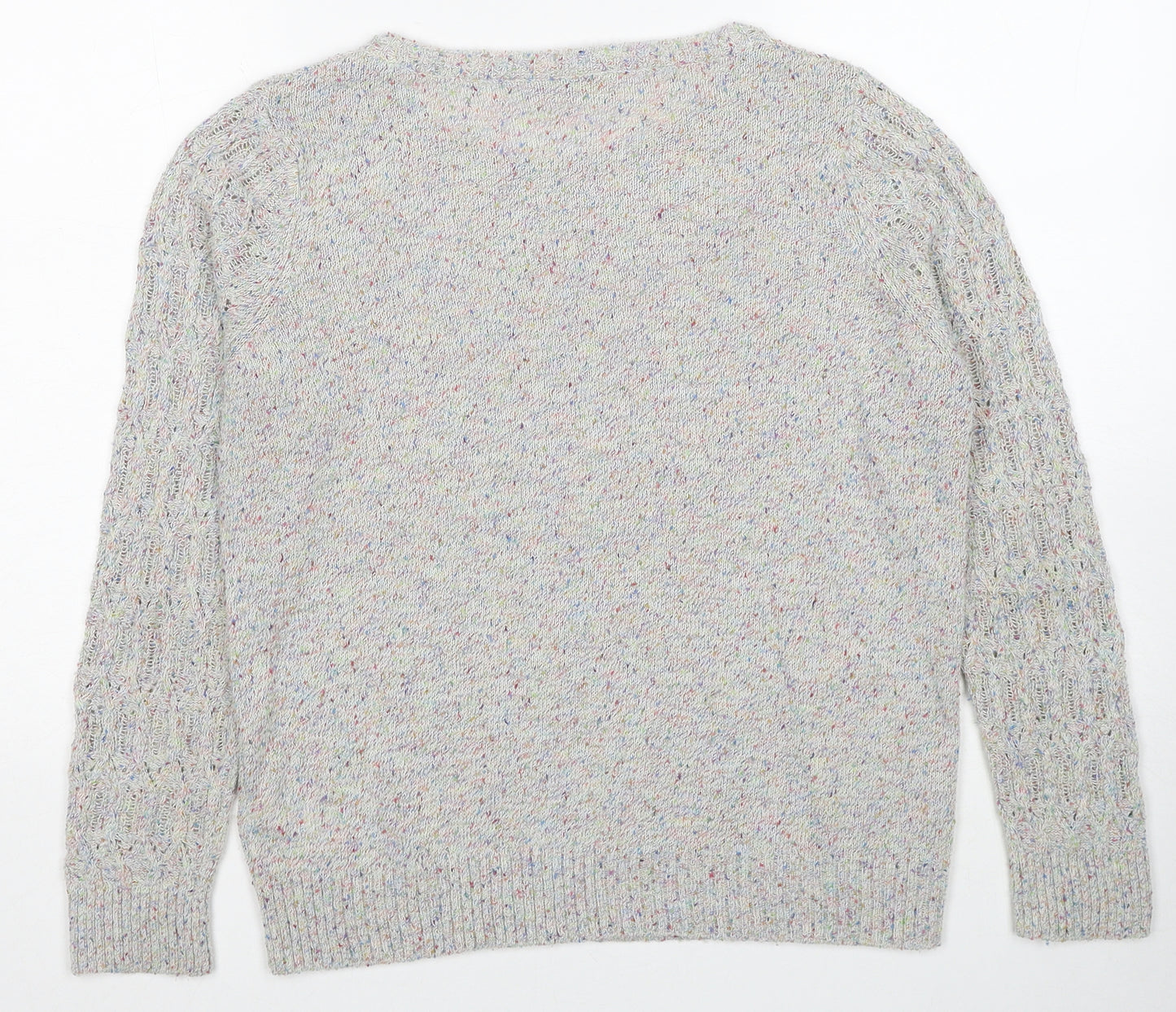 Marks and Spencer Womens Grey Round Neck Acetate Pullover Jumper Size 12