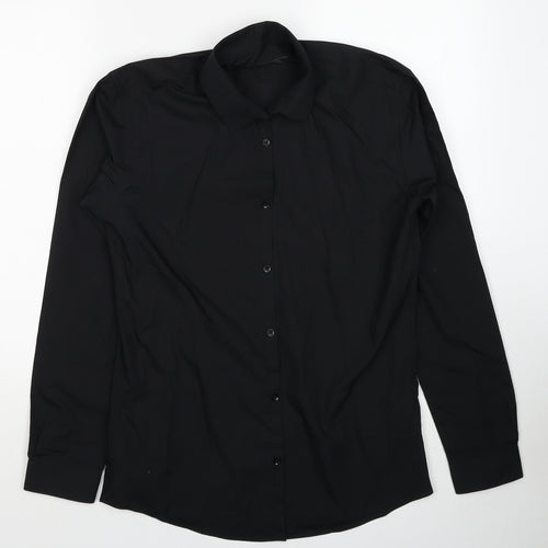 Primark Mens Black Polyester Button-Up Size 15 Collared Button
