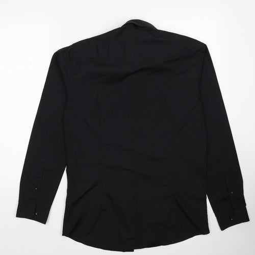 Primark Mens Black Polyester Button-Up Size 15 Collared Button