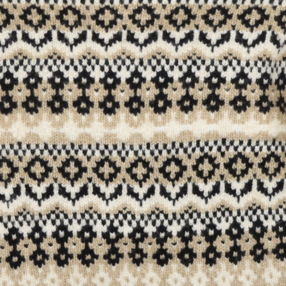 Marks and Spencer Womens Beige Round Neck Geometric Acrylic Pullover Jumper Size M