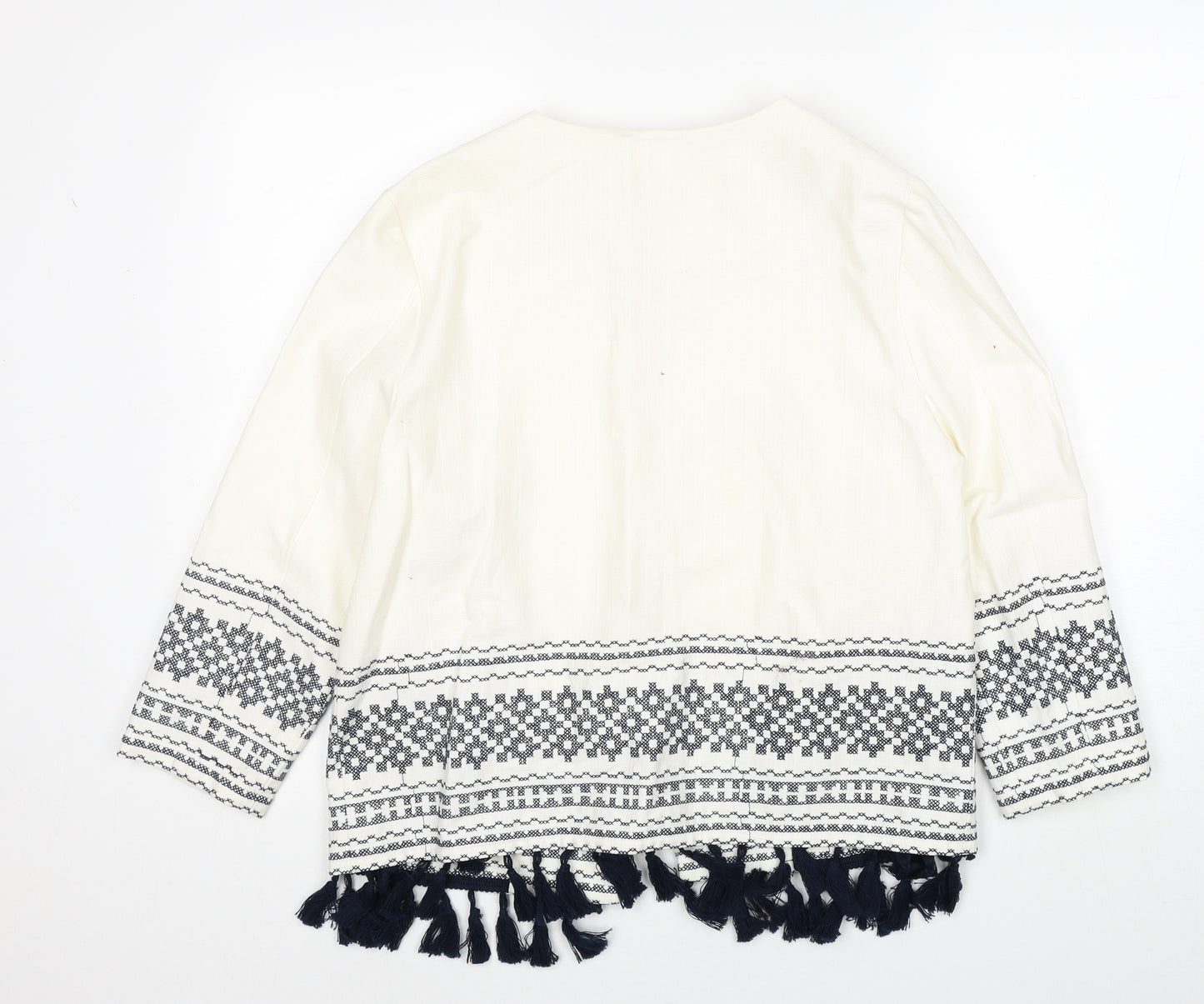 New Look Womens White Geometric Jacket Blazer Size 14