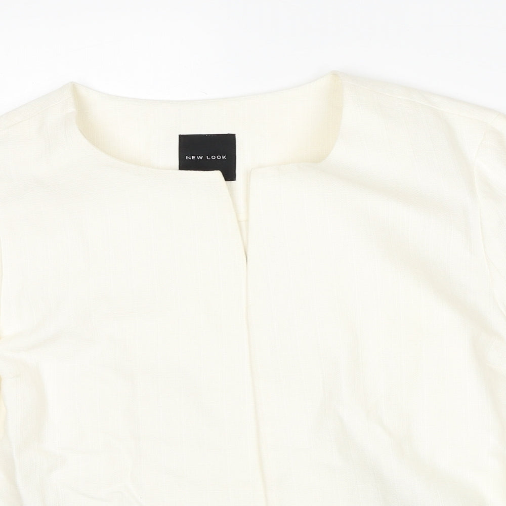 New Look Womens White Geometric Jacket Blazer Size 14