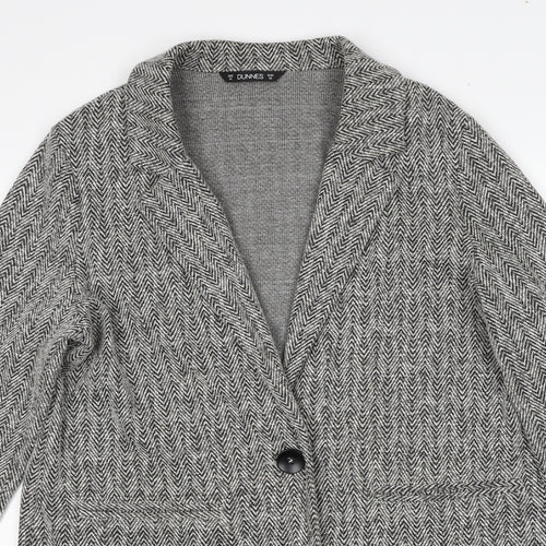 Dunnes Stores Womens Grey Geometric Overcoat Coat Size M Button