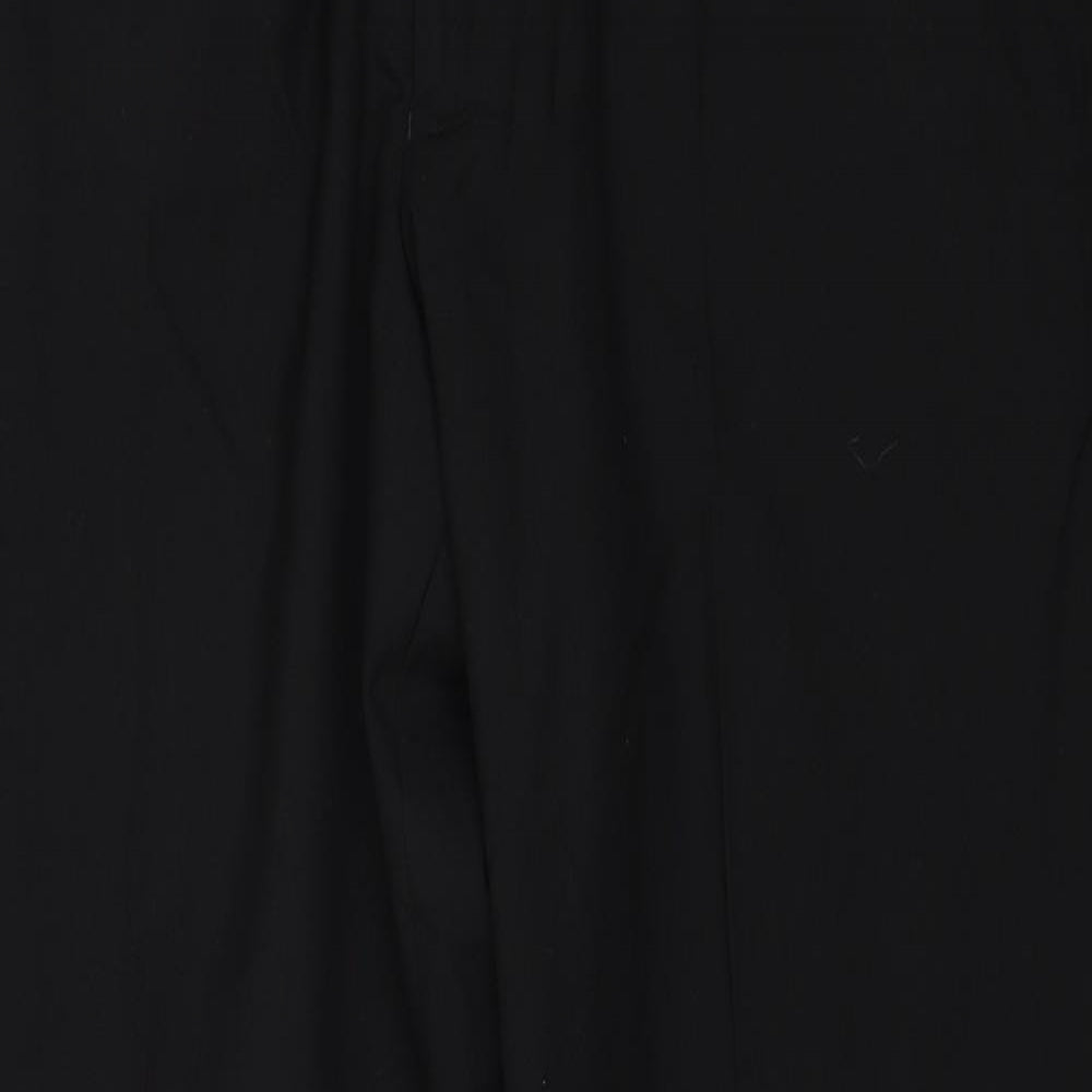 Marks and Spencer Mens Black Polyester Trousers Size 38 in L31 in Regular Zip
