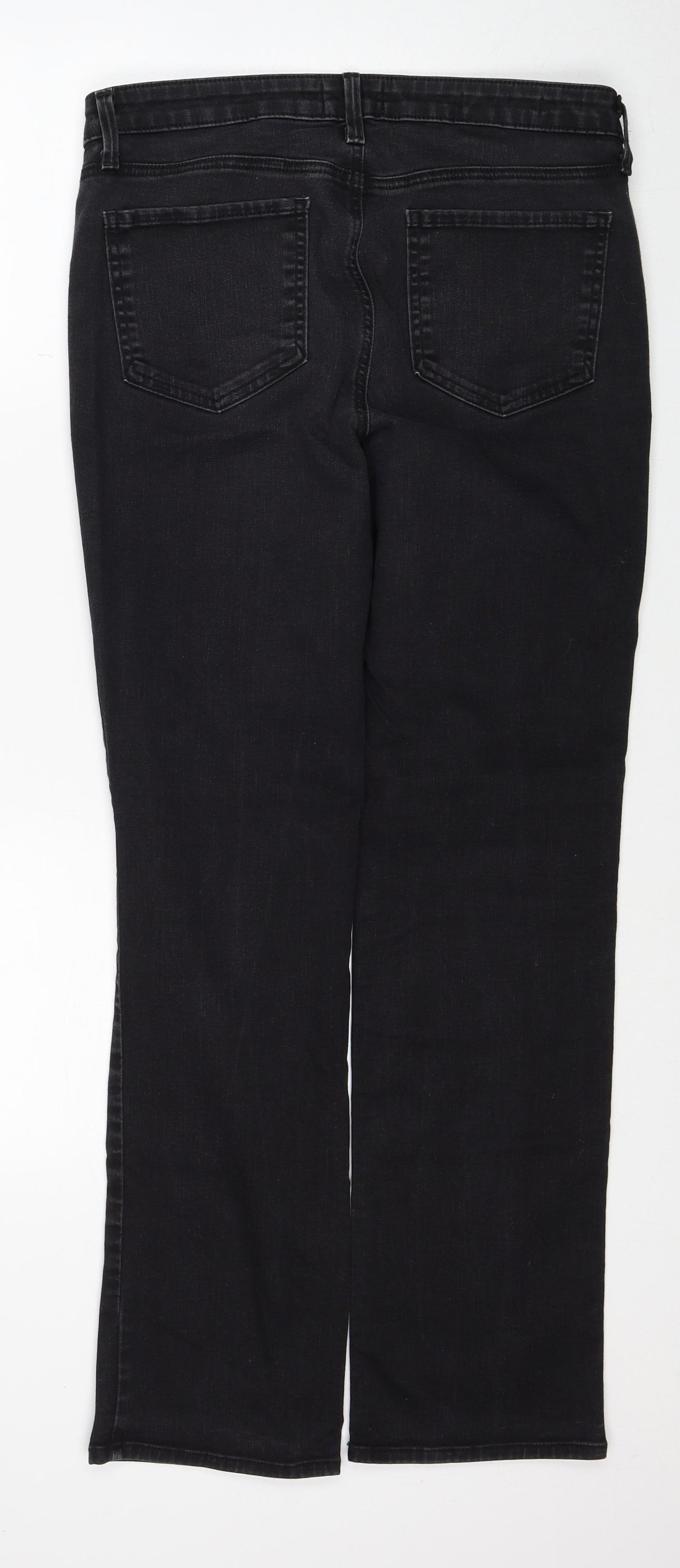 NYDJ Womens Black Cotton Straight Jeans Size 8 Regular Zip