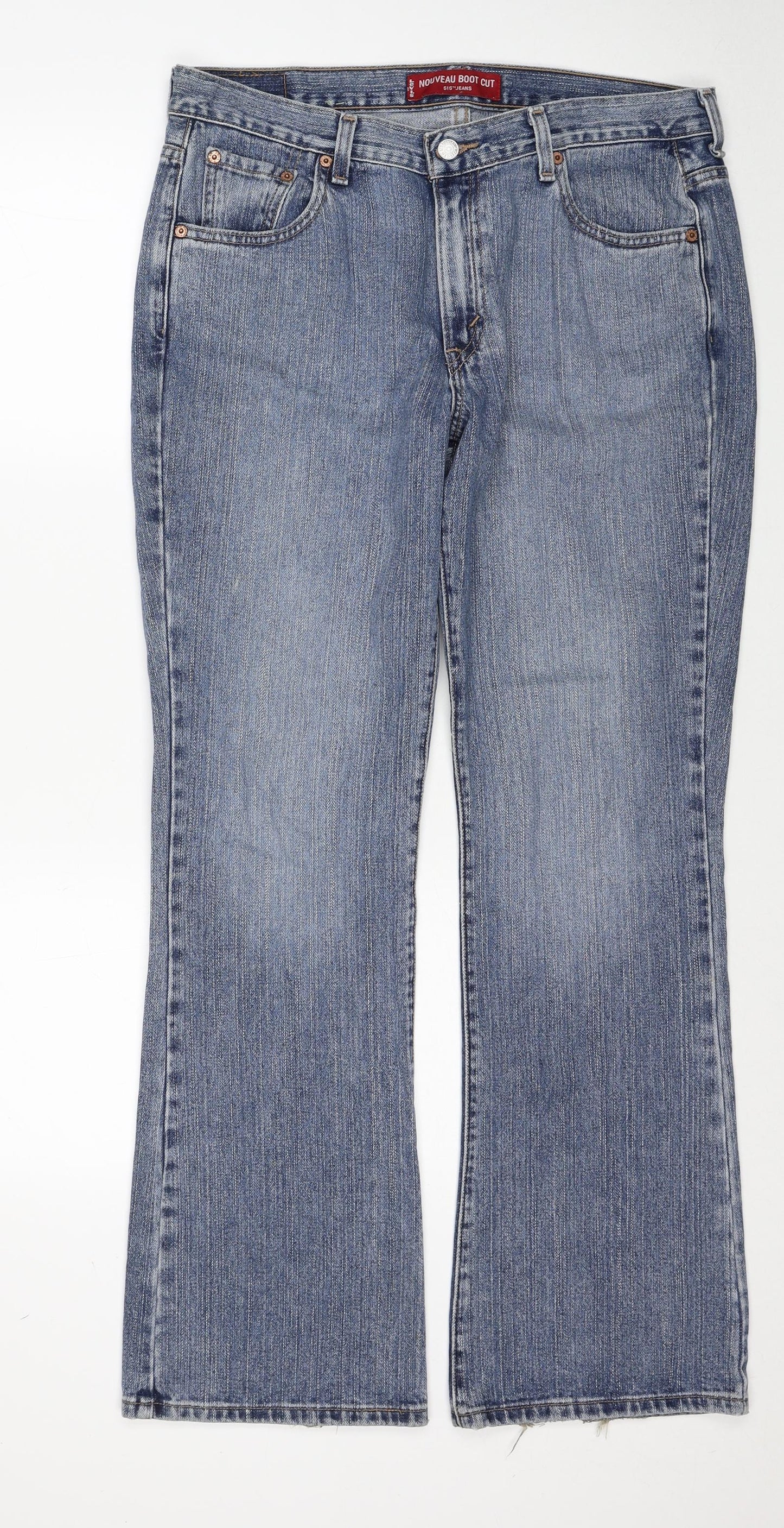 Signature by Levi Strauss & Co. Womens Blue Cotton Bootcut Jeans Size 12 Regular Zip
