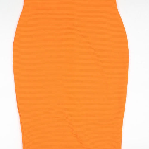 River Island Womens Orange Polyester Straight & Pencil Skirt Size 14 Zip