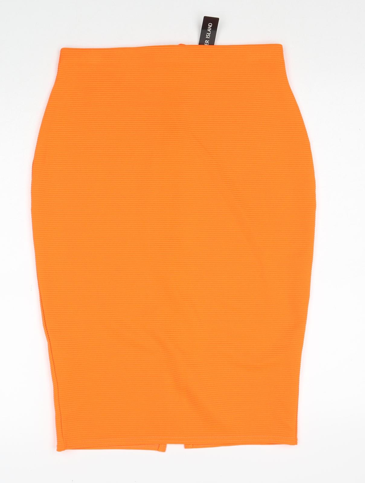 River Island Womens Orange Polyester Straight & Pencil Skirt Size 14 Zip