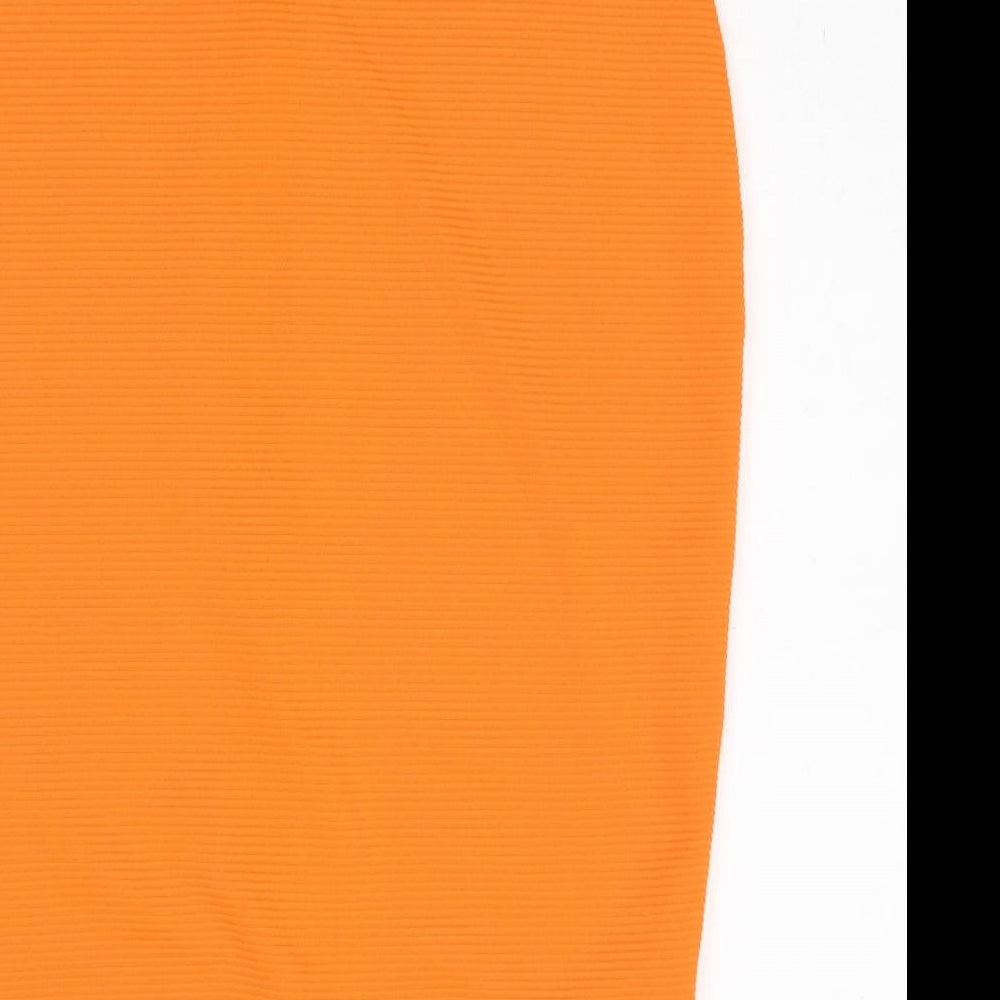 River Island Womens Orange Polyester Straight & Pencil Skirt Size 14 Zip