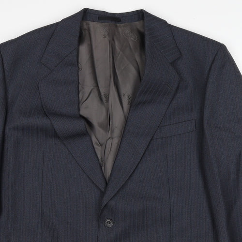 Voughan Danes Mens Grey Striped Wool Jacket Suit Jacket Size 44 Regular