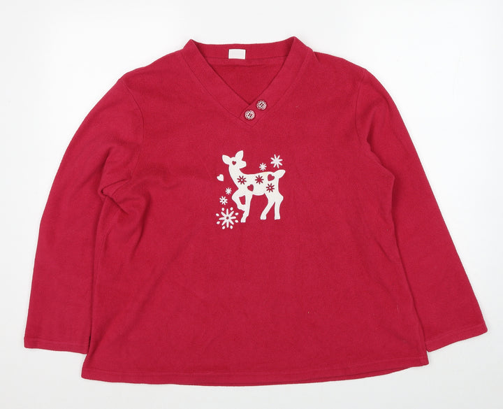 Damart Womens Pink Polyester Pullover Sweatshirt Size M Pullover - Christmas Reindeer