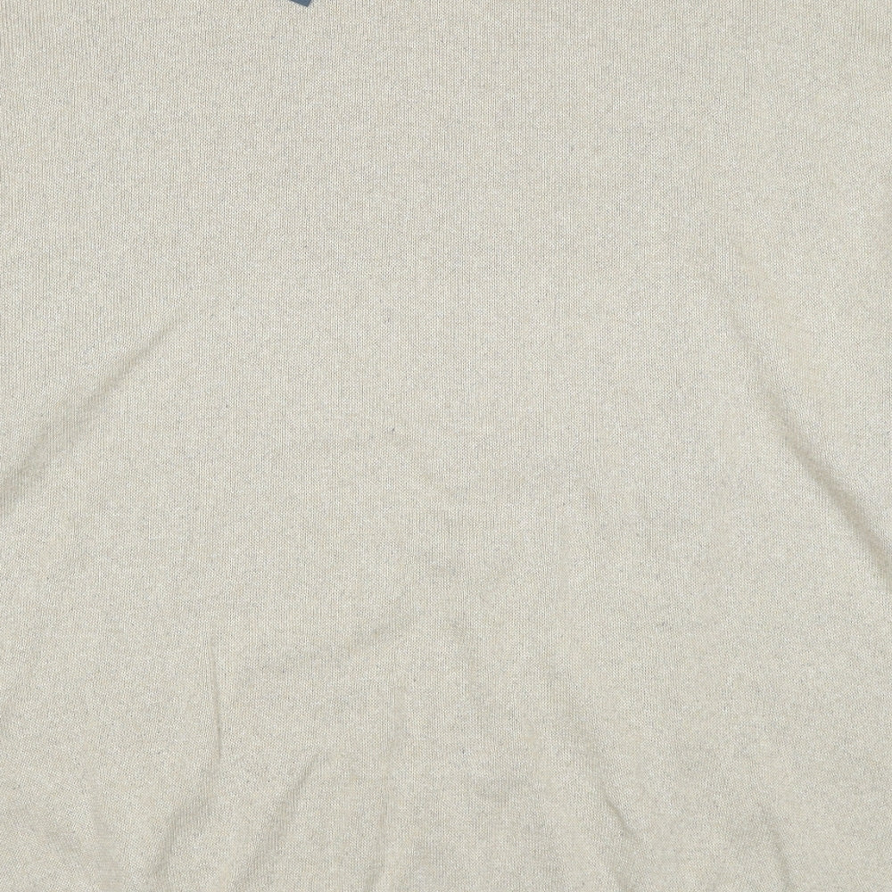 BHS Mens Beige Round Neck Cotton Pullover Jumper Size 2XL Long Sleeve