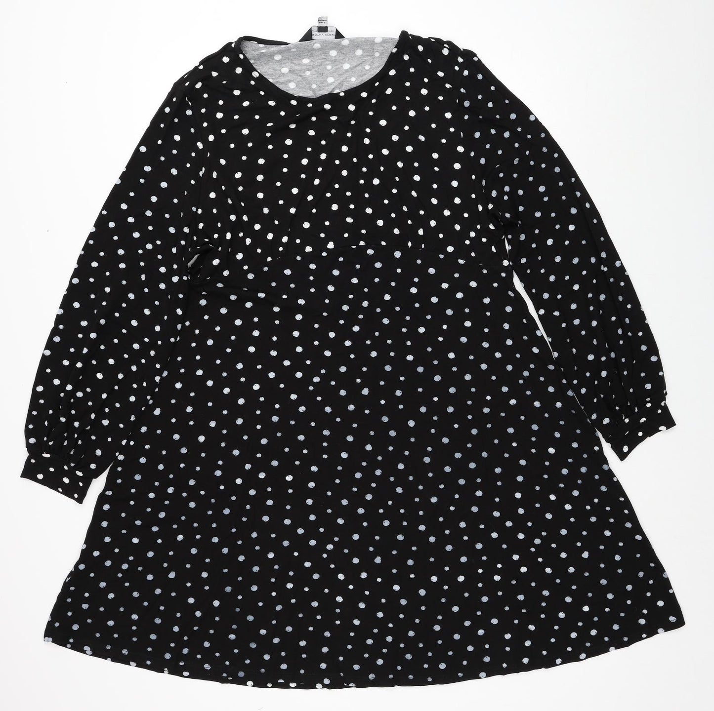Dorothy Perkins Womens Black Polka Dot Viscose A-Line Size 20 Round Neck Pullover