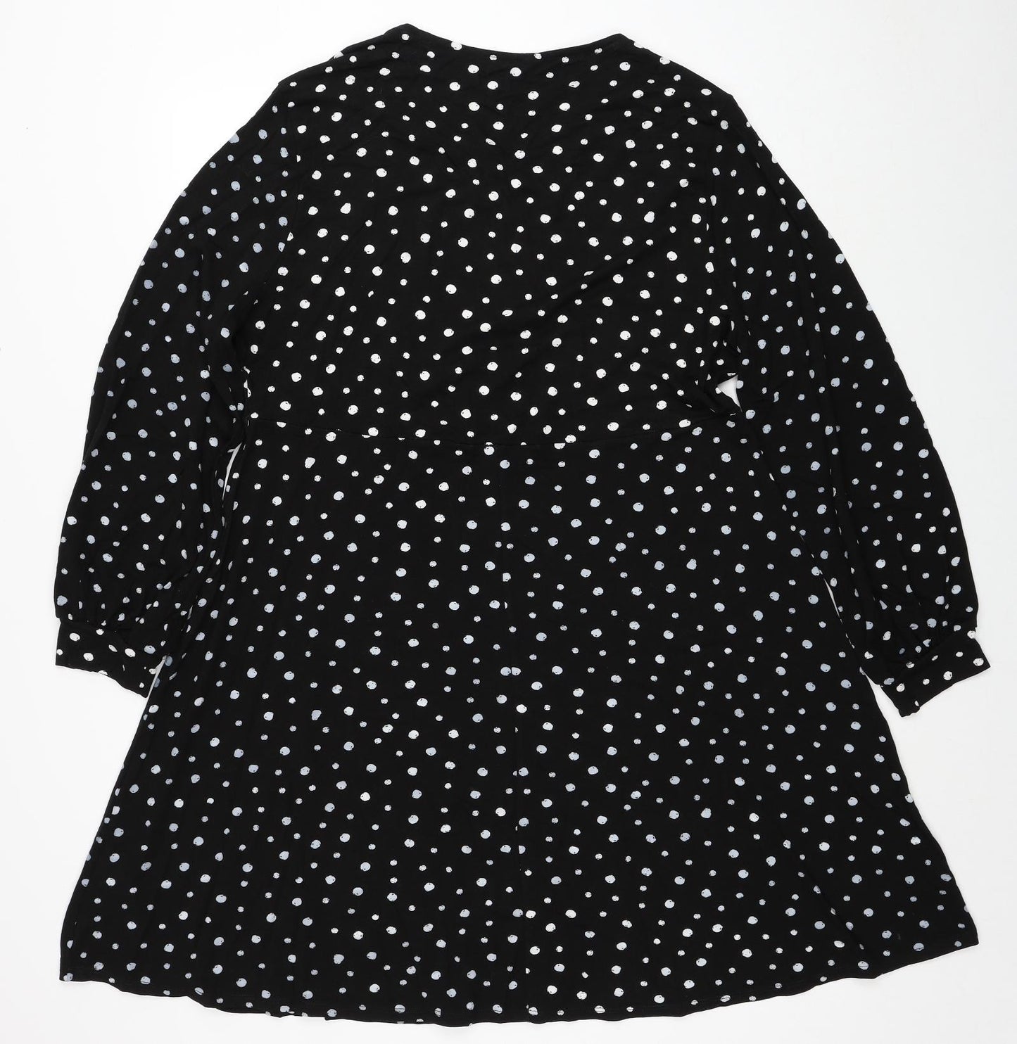 Dorothy Perkins Womens Black Polka Dot Viscose A-Line Size 20 Round Neck Pullover
