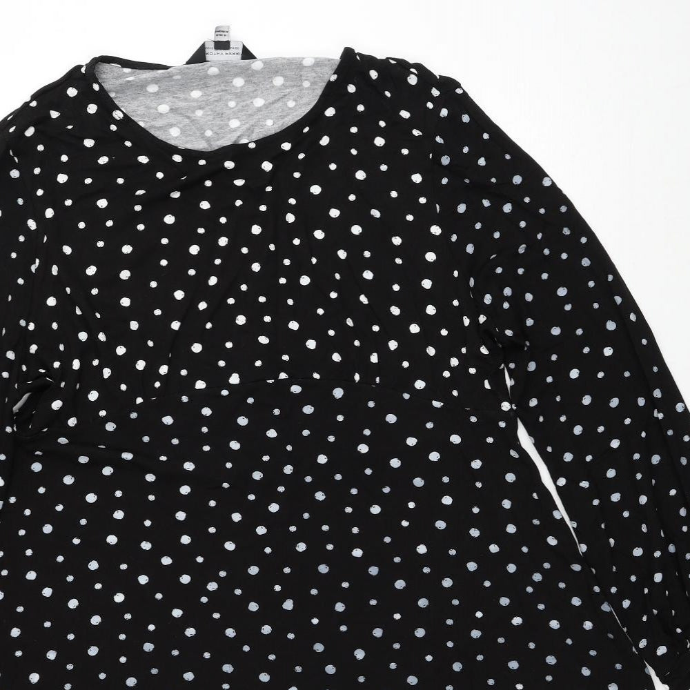 Dorothy Perkins Womens Black Polka Dot Viscose A-Line Size 20 Round Neck Pullover
