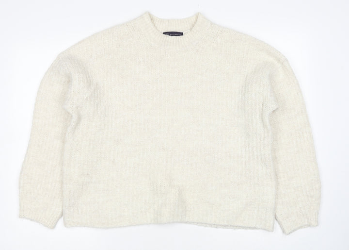 Marks and Spencer Womens White Round Neck Acrylic Pullover Jumper Size 12