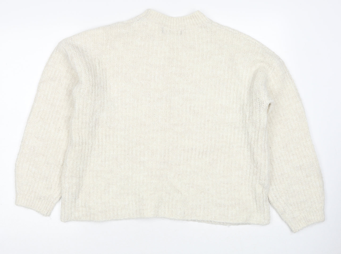 Marks and Spencer Womens White Round Neck Acrylic Pullover Jumper Size 12