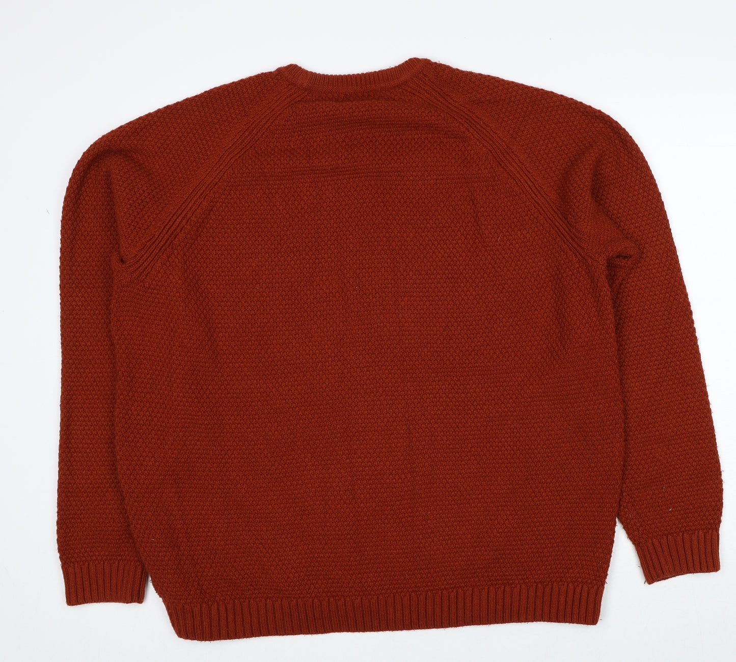 George Mens Orange Round Neck Acrylic Pullover Jumper Size XL Long Sleeve