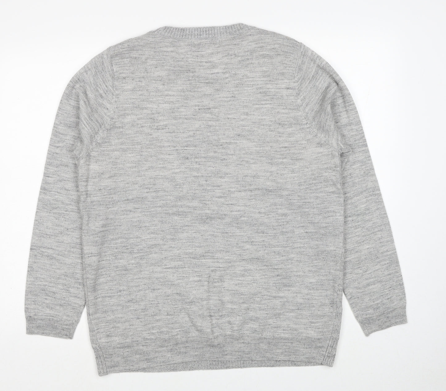 NEXT Womens Grey Round Neck Acrylic Pullover Jumper Size 16 - Christmas