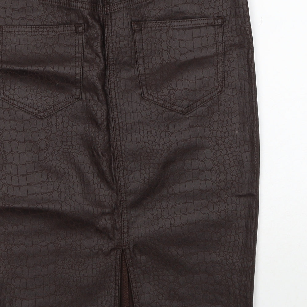 NEXT Womens Brown Animal Print Polyester Straight & Pencil Skirt Size 10 Zip - Snake Print