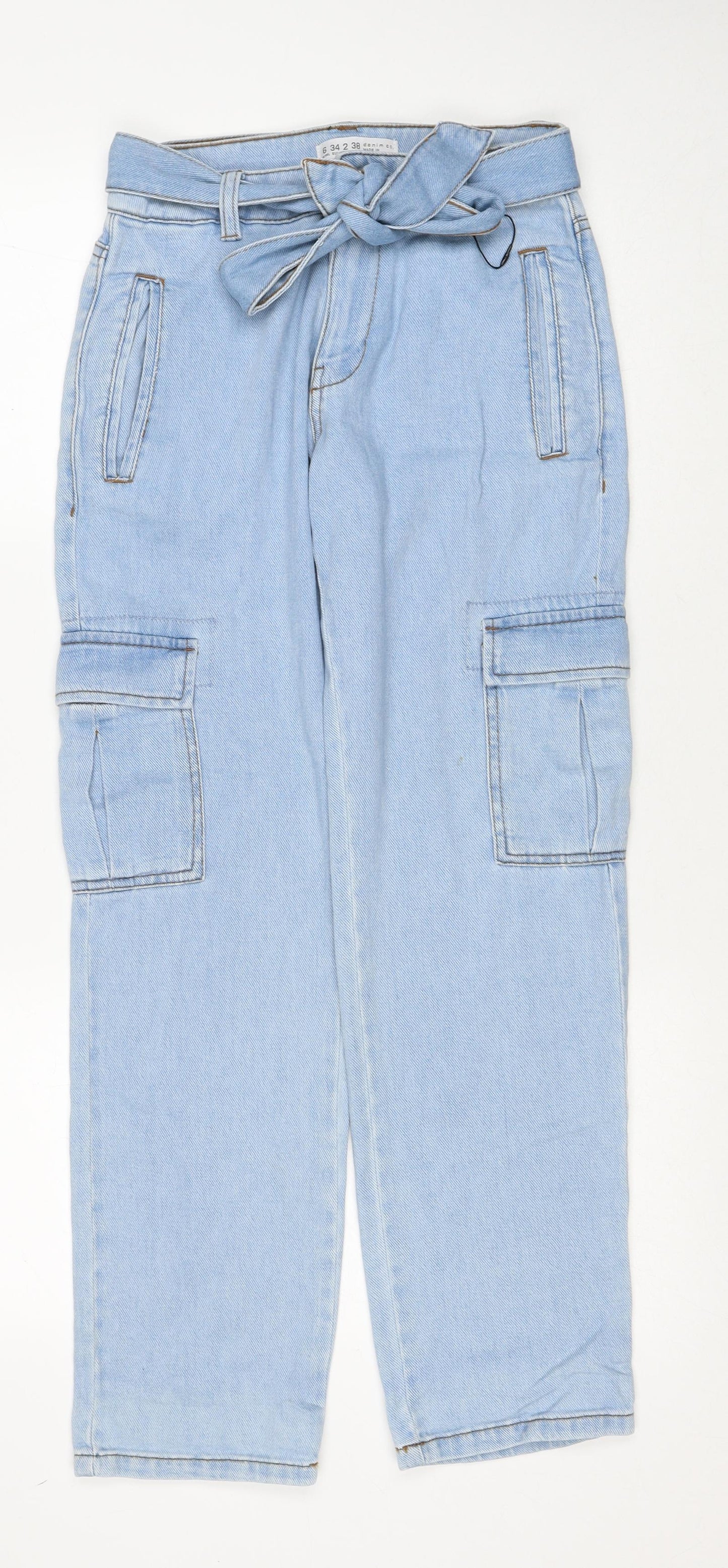 Denim & Co. Womens Blue Cotton Straight Jeans Size 6 Regular Zip - Cargo