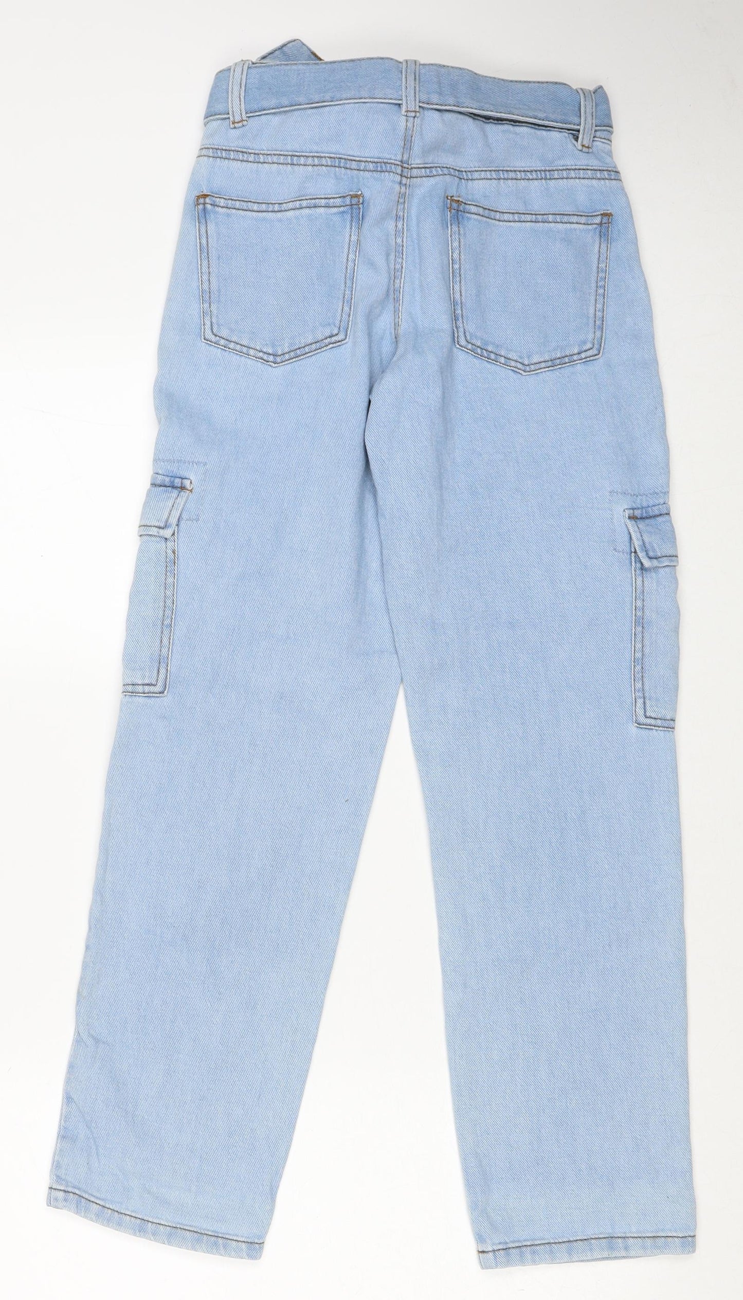 Denim & Co. Womens Blue Cotton Straight Jeans Size 6 Regular Zip - Cargo