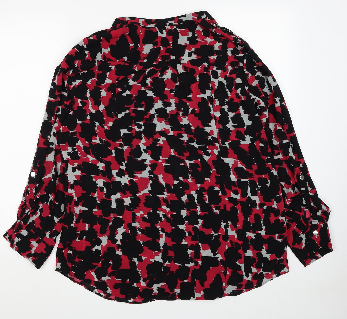 Per Una Womens Black Geometric Polyester Basic Blouse Size 18 V-Neck