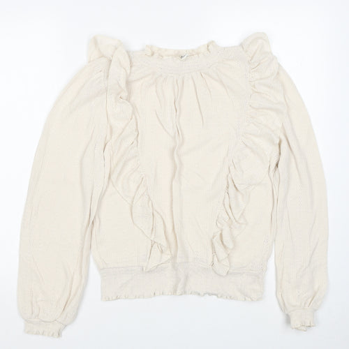 River Island Womens Ivory Round Neck Polyester Pullover Jumper Size 16