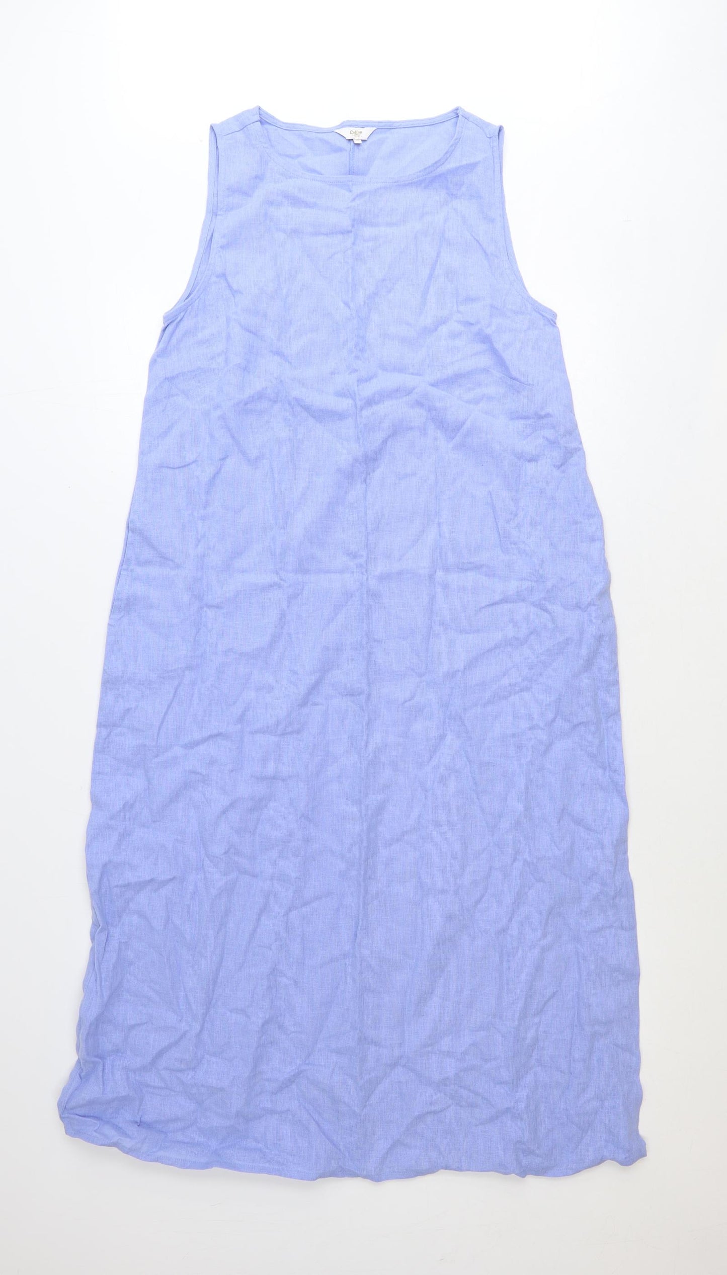 Cotton Traders Womens Blue Cotton Shift Size 10 Boat Neck Pullover