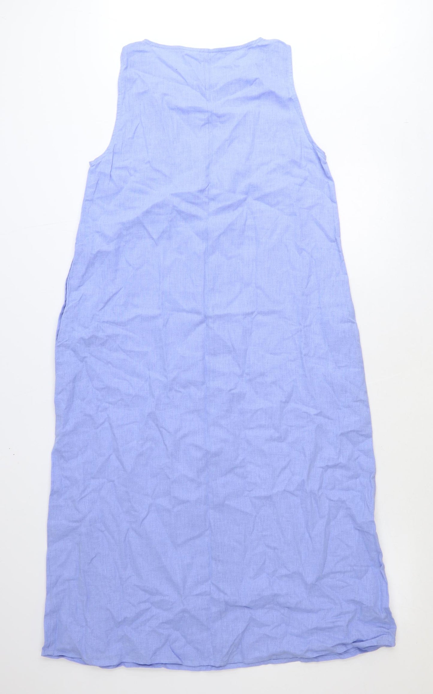 Cotton Traders Womens Blue Cotton Shift Size 10 Boat Neck Pullover