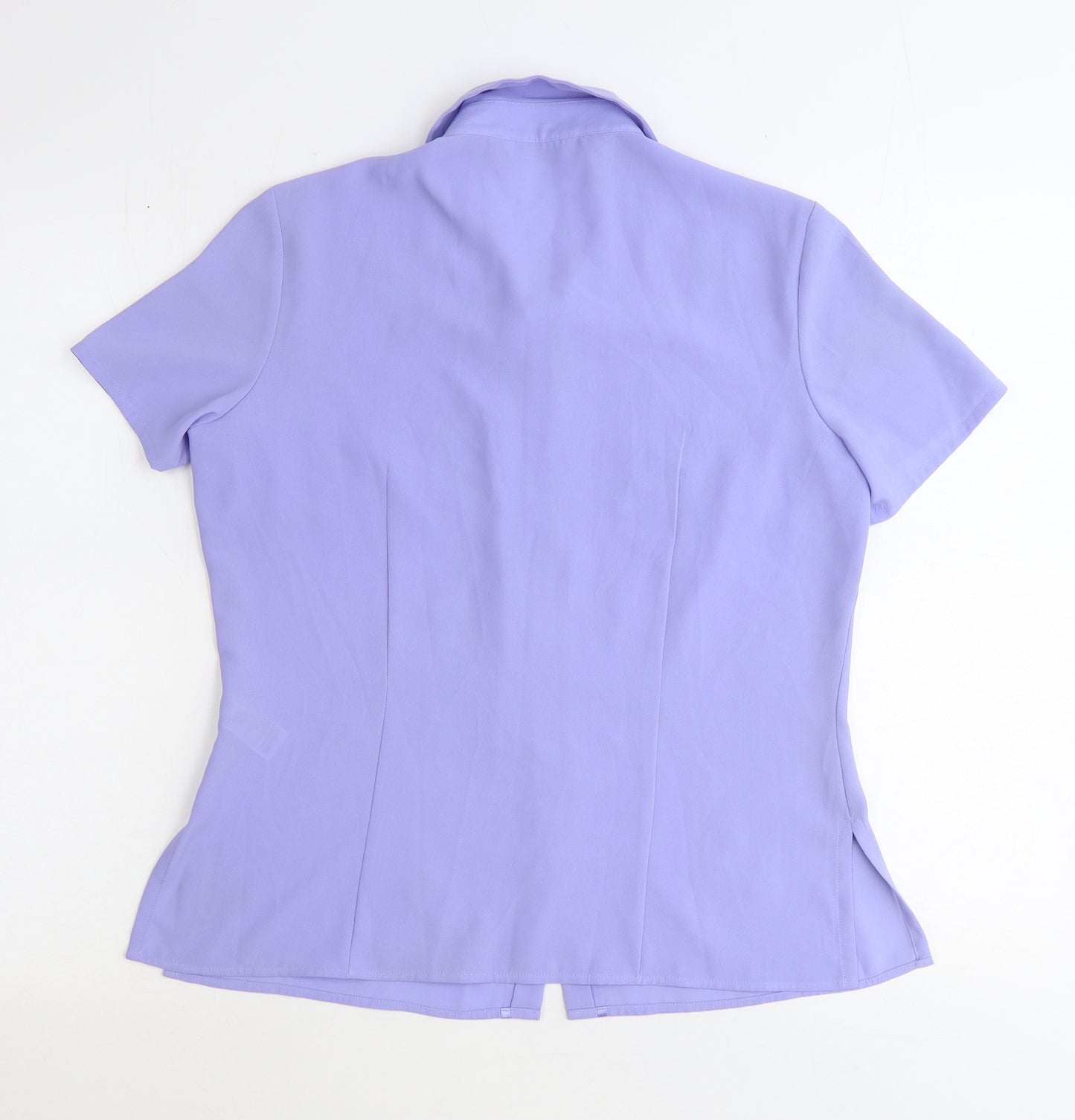 Marks and Spencer Womens Purple Polyester Basic Button-Up Size 10 Collared