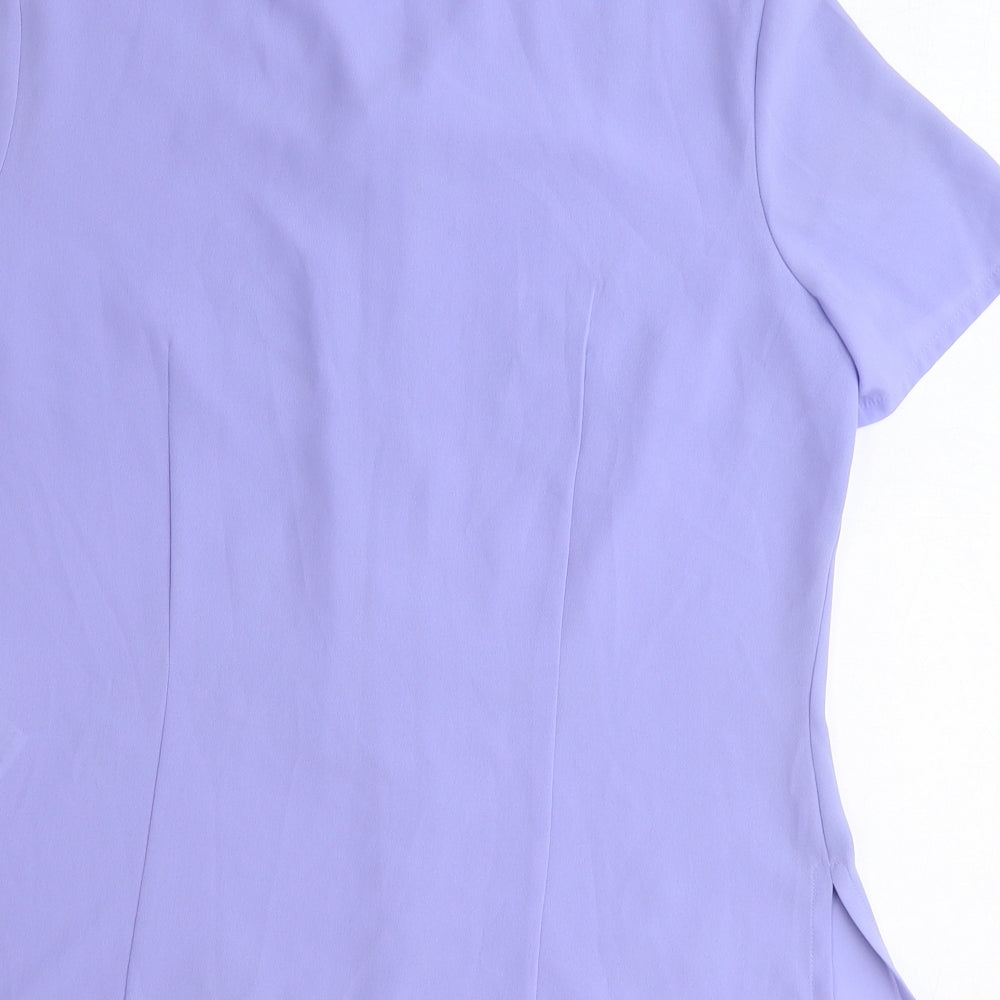 Marks and Spencer Womens Purple Polyester Basic Button-Up Size 10 Collared
