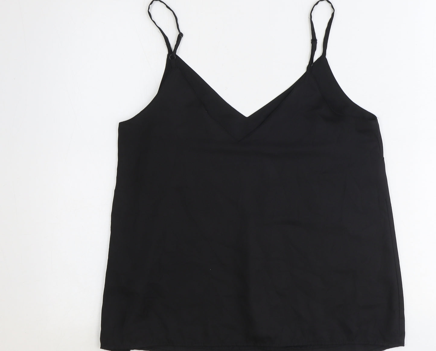ASOS Womens Black Polyester Basic Tank Size 10 V-Neck