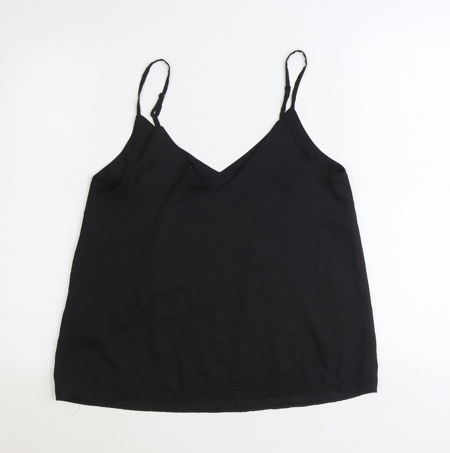 ASOS Womens Black Polyester Basic Tank Size 10 V-Neck