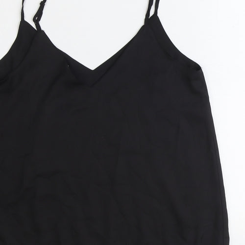 ASOS Womens Black Polyester Basic Tank Size 10 V-Neck