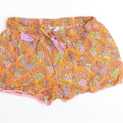 dusk Womens Orange Floral Polyester Skimmer Shorts Size S Regular Drawstring