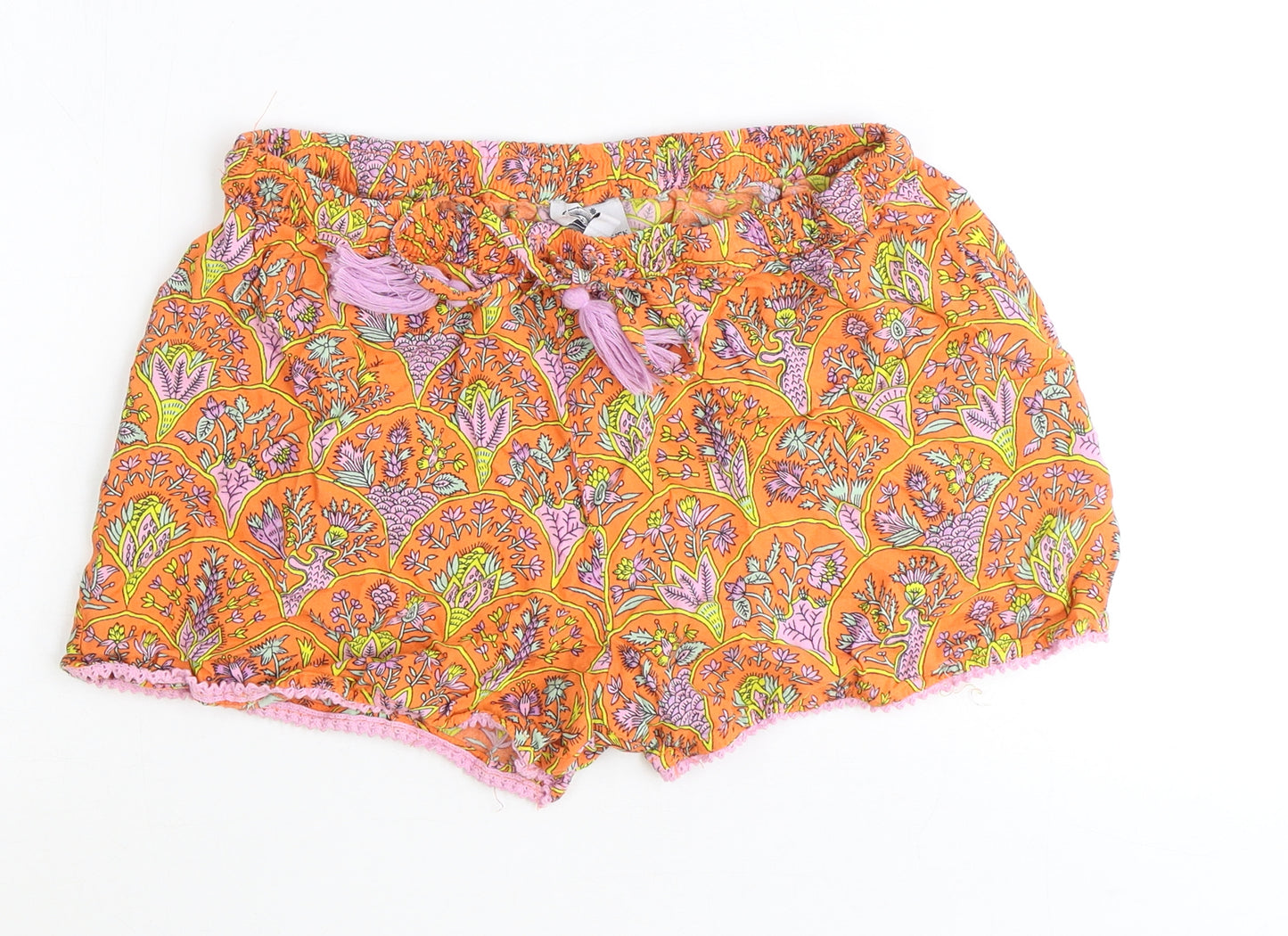dusk Womens Orange Floral Polyester Skimmer Shorts Size S Regular Drawstring