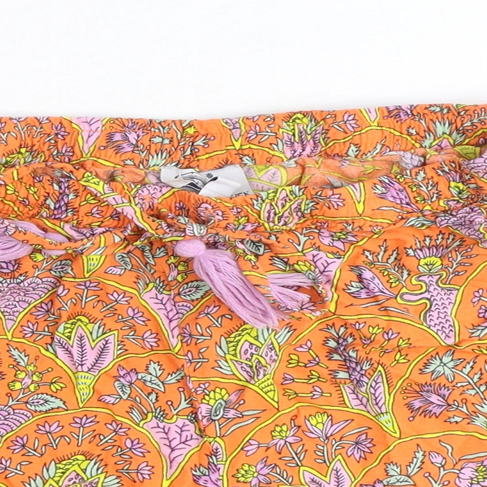 dusk Womens Orange Floral Polyester Skimmer Shorts Size S Regular Drawstring