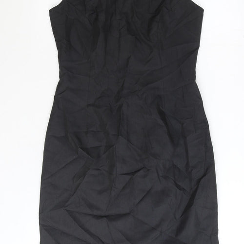 Josephine Sasso Womens Black Polyester Pencil Dress Size S Scoop Neck Zip