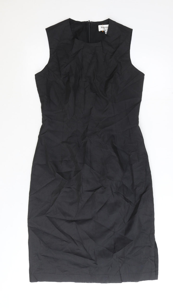 Josephine Sasso Womens Black Polyester Pencil Dress Size S Scoop Neck Zip